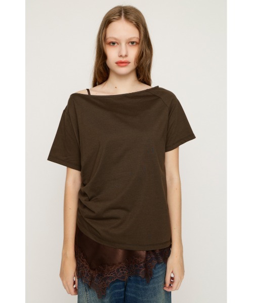 SLY(スライ)の「SATIN LACE DOCKING TOPS サテンレースドッキングトップス 夏服(Tシャツ/カットソー・レディース・ブラウン/アイボリー/ライトブラック・FREE)」の21枚目の写真