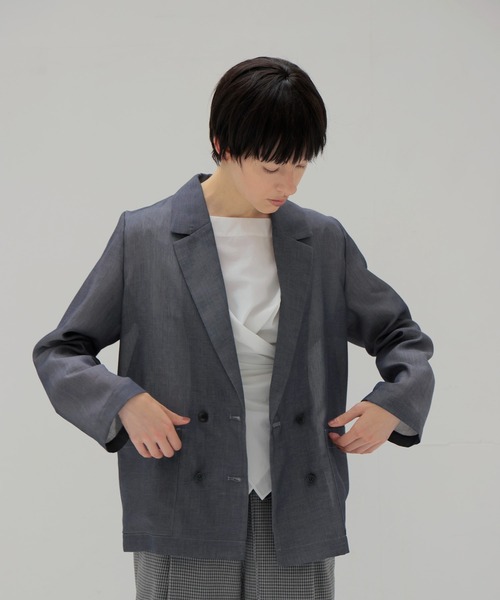 DRESSLAVE（ドレスレイブ）の「chambray light weight jacket(シャンブレーライトウエイトジャケット)（テーラードジャケット・レディース・ネイビー/ブラウン・38）」の13枚目の写真