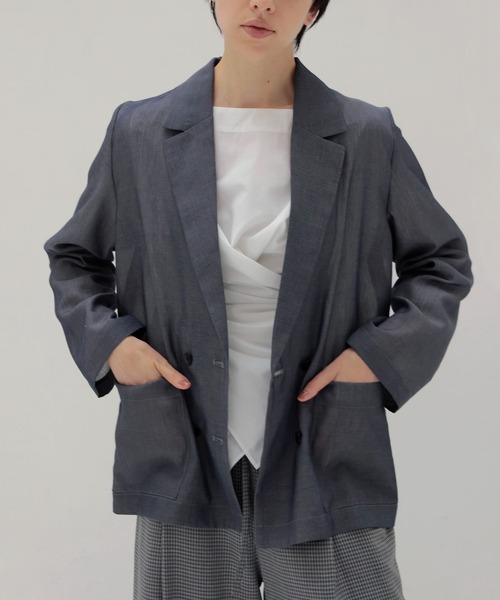 DRESSLAVE（ドレスレイブ）の「chambray light weight jacket(シャンブレーライトウエイトジャケット)（テーラードジャケット・レディース・ネイビー/ブラウン・38）」の12枚目の写真