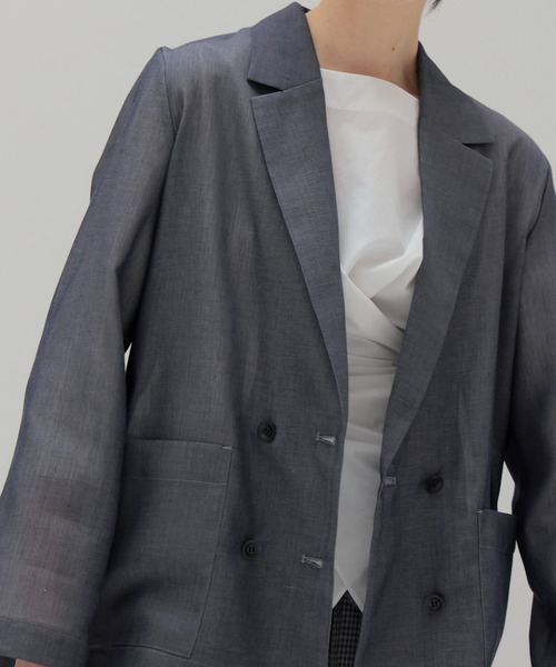 DRESSLAVE（ドレスレイブ）の「chambray light weight jacket(シャンブレーライトウエイトジャケット)（テーラードジャケット・レディース・ネイビー/ブラウン・38）」の14枚目の写真