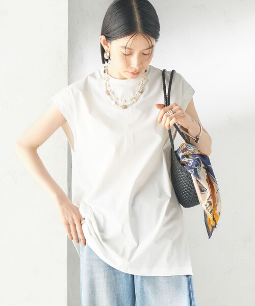 TAION(タイオン)の「【SHIPS別注】TAION: 〈UVカット/接触冷感/吸水速乾〉バック スリット TEE(Tシャツ/カットソー・レディース・ブラック/ホワイト・ONE SIZE)」の5枚目の写真