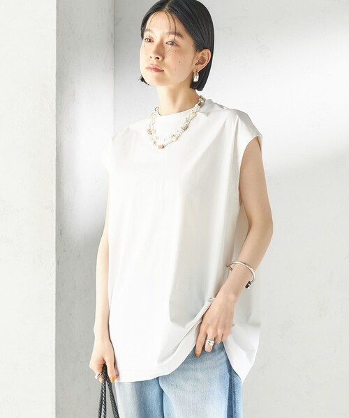 TAION(タイオン)の「【SHIPS別注】TAION: 〈UVカット/接触冷感/吸水速乾〉バック スリット TEE(Tシャツ/カットソー・レディース・ブラック/ホワイト・ONE SIZE)」の4枚目の写真