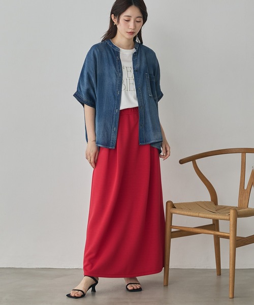 hunch(ハンチ)の「シアーデニム オーバー半袖シャツ(シャツ/ブラウス・レディース・ダークグレー/ライトブルー/ブルー・FREE)」の7枚目の写真