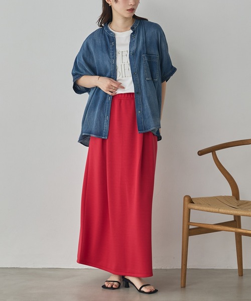 hunch(ハンチ)の「シアーデニム オーバー半袖シャツ(シャツ/ブラウス・レディース・ダークグレー/ライトブルー/ブルー・FREE)」の16枚目の写真