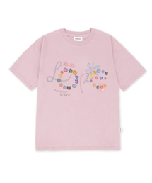ボタンレタリング グラフィック半袖Tシャツ AS1312 (ピンク)