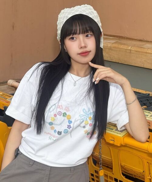 ambler(エムブラー)の「ボタンレタリング グラフィック半袖Tシャツ AS1312 (ピンク)(Tシャツ/カットソー・レディース・その他・F/SMALL/MEDIUM)」の2枚目の写真
