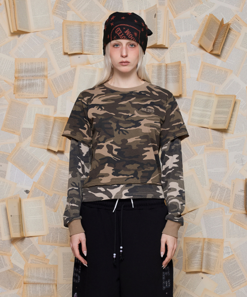 UNALLOYED(アナロイド)の「レイヤードスリーブカモTシャツ / ベージュ(Tシャツ/カットソー・メンズ・その他・SMALL/MEDIUM)」の1枚目の写真
