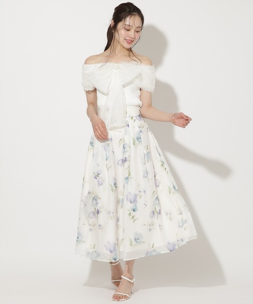 WILLSELECTION(ウィルセレクション)の「ウォーターフラワープリントシアータックスカート(スカート・レディース・ホワイト/ピンク・L/M)」の5枚目の写真