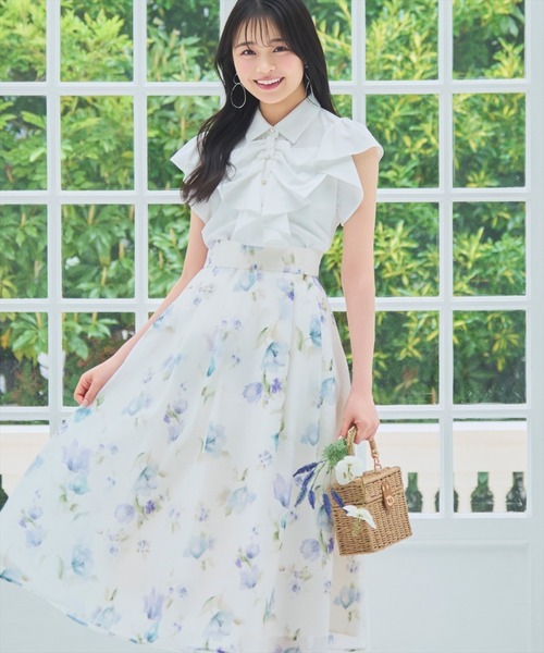 WILLSELECTION(ウィルセレクション)の「ウォーターフラワープリントシアータックスカート(スカート・レディース・ホワイト/ピンク・L/M)」の13枚目の写真