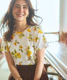 綿スラブ・総柄Tシャツ