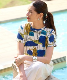 綿スラブ・総柄Tシャツ