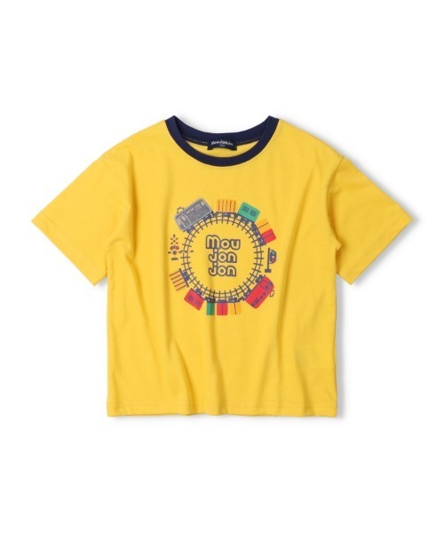Moujonjon(ムージョンジョン)の「【WEB限定】電車アップリケ付Tシャツ(Tシャツ/カットソー・キッズ・イエロー/ホワイト・80/90/100/110/120/130)」の2枚目の写真