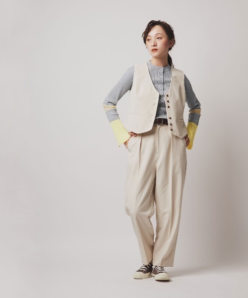 W:Huku(フーク)の「バイカラー 切り替え スリット リブ ニット トップス / Two-Tone Color-Blocked Slit Ribbed Knit Top(ニット/セーター・レディース・ブラウン/グレー/ブラック・FREE)」の8枚目の写真