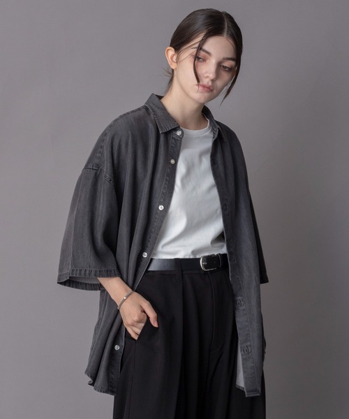 BROWNY（ブラウニー）の「BROWNY/【26年春夏新作】テンセルデニムシャツ（シャツ/ブラウス・メンズ・ブラック系その他・LARGE/MEDIUM）」の4枚目の写真