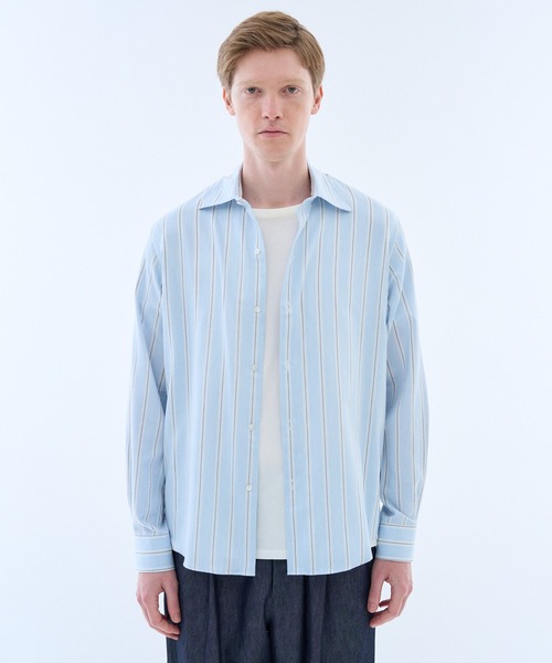 ESTNATION(エストネーション)の「ESTNATION / コットンシルク ワイドカラーストライプシャツ(シャツ/ブラウス・メンズ・ブラウン系その他/クリアブルー・MEDIUM/LARGE/X-LARGE)」の8枚目の写真