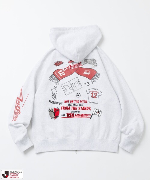FREAK'S STORE(フリークスストア)の「J.LEAGUE × FREAK’S STORE 別注SUPPORTERS ZIP HOODIE【鹿島アントラーズ】(パーカー・メンズ・ライトグレー/チャコールグレー・SMALL)」の9枚目の写真