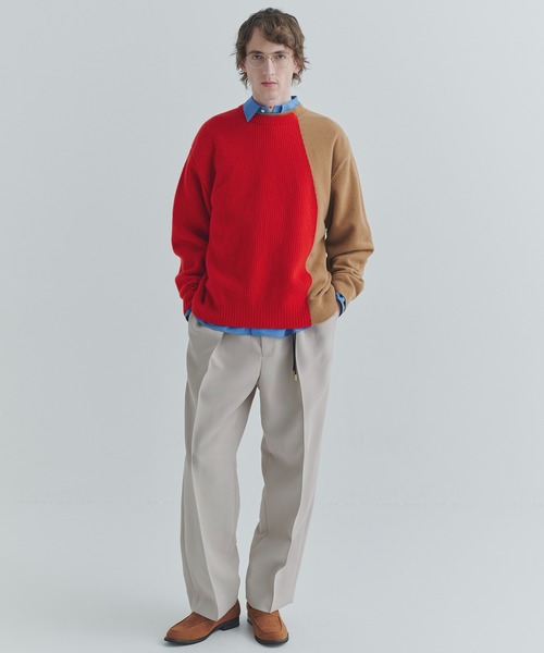 CULLNI(クルニ)の「Extra Wool Tone Switch Layered Rib Neck Knit Pullover(ニット/セーター・メンズ・レッド/ライトグレー/ダークネイビー/ブラック・1/2)」の5枚目の写真
