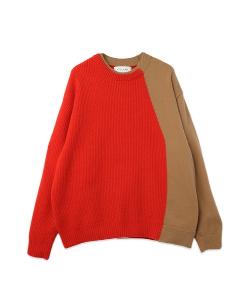 CULLNI(クルニ)の「Extra Wool Tone Switch Layered Rib Neck Knit Pullover(ニット/セーター・メンズ・レッド/ライトグレー/ダークネイビー/ブラック・1/2)」の6枚目の写真