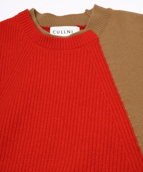 CULLNI(クルニ)の「Extra Wool Tone Switch Layered Rib Neck Knit Pullover(ニット/セーター・メンズ・レッド/ライトグレー/ダークネイビー/ブラック・1/2)」の7枚目の写真