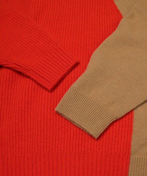 CULLNI(クルニ)の「Extra Wool Tone Switch Layered Rib Neck Knit Pullover(ニット/セーター・メンズ・レッド/ライトグレー/ダークネイビー/ブラック・1/2)」の8枚目の写真