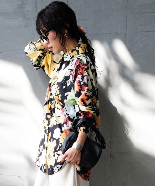 antiqua（アンティカ）の「花柄 ボタニカル柄 シャツ（シャツ/ブラウス・レディース・ブラックミックス・ONESIZE）」の3枚目の写真