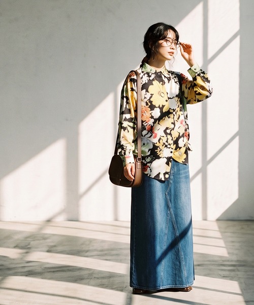 antiqua（アンティカ）の「花柄 ボタニカル柄 シャツ（シャツ/ブラウス・レディース・ブラックミックス・ONESIZE）」の5枚目の写真