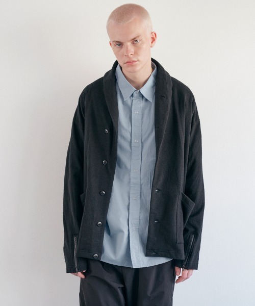 rehacer(レアセル)の「rehacer : Raffy Shawl Knit Cardigan /ラフィーショールニットカーディガン(カーディガン/ボレロ・メンズ・ブラック/グレー・MEDIUM/LARGE/X-LARGE/SMALL)」の3枚目の写真