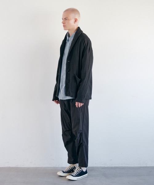rehacer(レアセル)の「rehacer : Raffy Shawl Knit Cardigan /ラフィーショールニットカーディガン(カーディガン/ボレロ・メンズ・ブラック/グレー・MEDIUM/LARGE/X-LARGE/SMALL)」の5枚目の写真