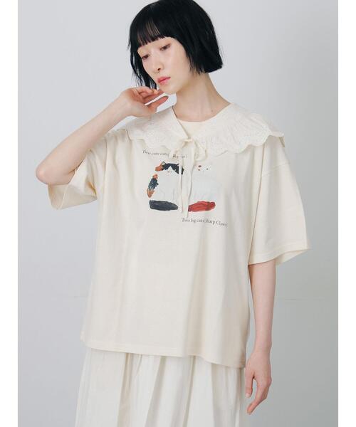 TSUHARU by Samansa Mos2(ツハルバイサマンサモスモス)の「【さて×TSUHARU】イラスト柄プリントTシャツ(Tシャツ/カットソー・レディース・ピンク/キナリ・F)」の5枚目の写真