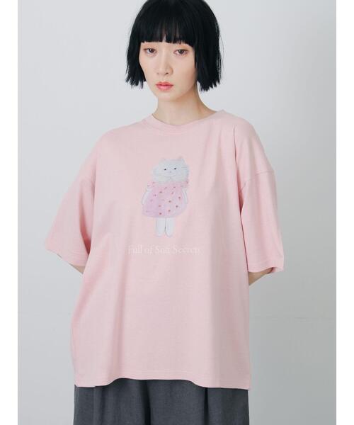TSUHARU by Samansa Mos2(ツハルバイサマンサモスモス)の「【さて×TSUHARU】イラスト柄プリントTシャツ(Tシャツ/カットソー・レディース・ピンク/キナリ・F)」の15枚目の写真