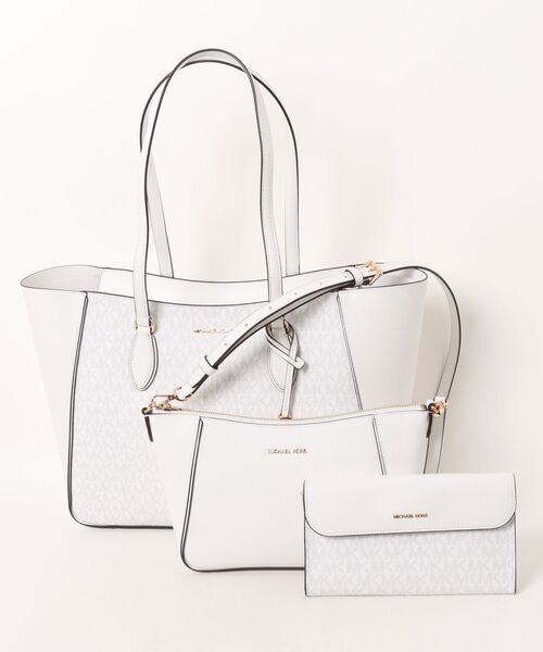 MICHAEL KORS(マイケルコース)の「JET SET TRAVEL 3 IN 1 トートバッグ ラージ - Mkシグネチャー(トートバッグ・レディース・ホワイト系・FREE)」の1枚目の写真