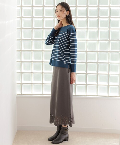 J.PRESS Ladies(J.プレス レディス)の「バスクボーダー カットソー(Tシャツ/カットソー・レディース・ベージュ系1/グレー系1/ピーコックグリーン系1・SMALL)」の5枚目の写真