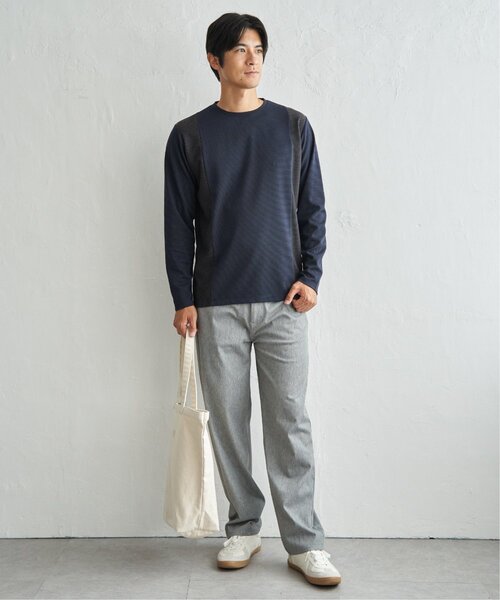 ikka(イッカ)の「ダブルフェイスリップル切替ロンT(Tシャツ/カットソー・メンズ・ベージュ/ブラック/ホワイト/カーキ/ネイビー・M/L/XL)」の13枚目の写真