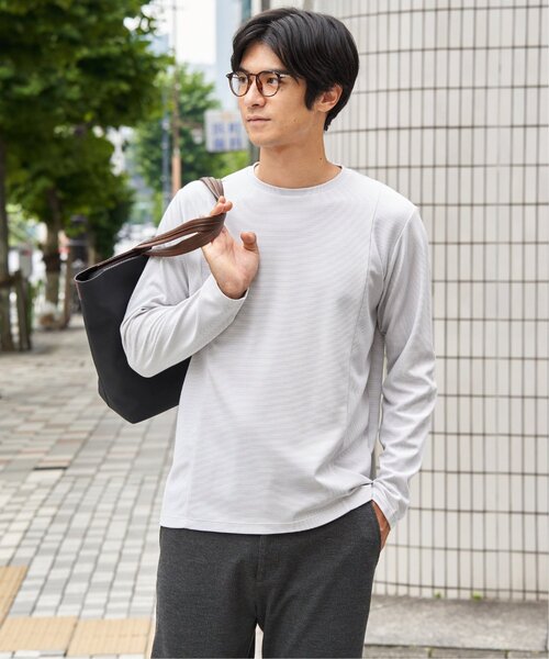 ikka(イッカ)の「ダブルフェイスリップル切替ロンT(Tシャツ/カットソー・メンズ・ベージュ/ブラック/ホワイト/カーキ/ネイビー・M/L/XL)」の15枚目の写真