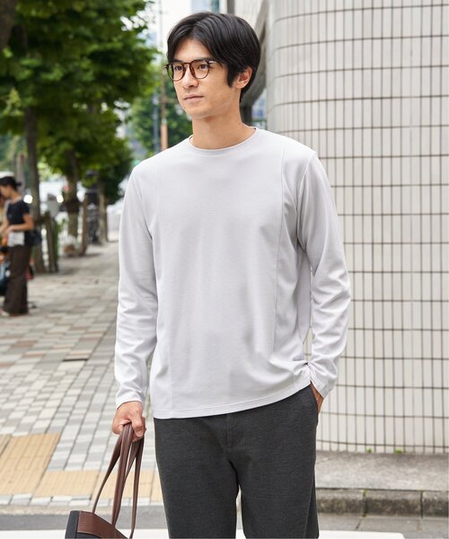 ikka(イッカ)の「ダブルフェイスリップル切替ロンT(Tシャツ/カットソー・メンズ・ベージュ/ブラック/ホワイト/カーキ/ネイビー・M/L/XL)」の16枚目の写真