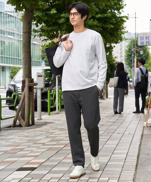 ikka(イッカ)の「ダブルフェイスリップル切替ロンT(Tシャツ/カットソー・メンズ・ベージュ/ブラック/ホワイト/カーキ/ネイビー・M/L/XL)」の17枚目の写真