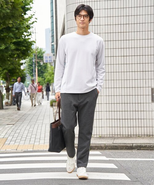 ikka(イッカ)の「ダブルフェイスリップル切替ロンT(Tシャツ/カットソー・メンズ・ベージュ/ブラック/ホワイト/カーキ/ネイビー・M/L/XL)」の18枚目の写真