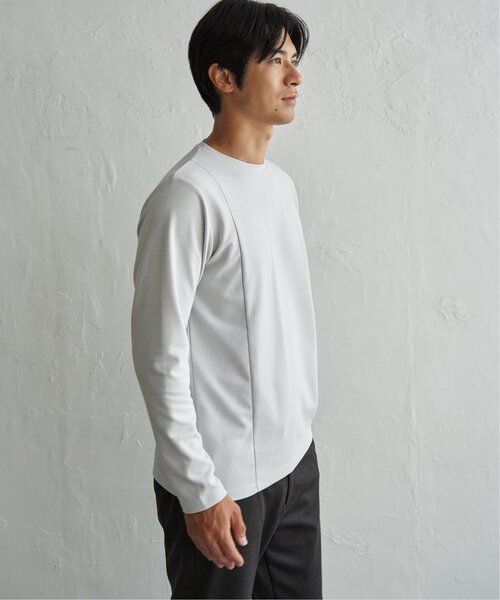 ikka(イッカ)の「ダブルフェイスリップル切替ロンT(Tシャツ/カットソー・メンズ・ベージュ/ブラック/ホワイト/カーキ/ネイビー・M/L/XL)」の20枚目の写真