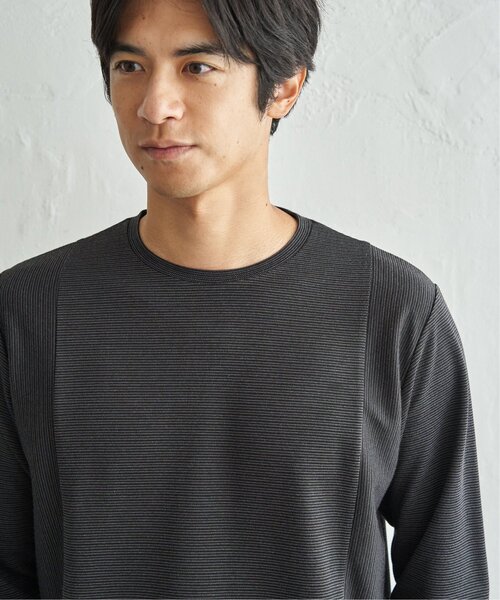 ikka(イッカ)の「ダブルフェイスリップル切替ロンT(Tシャツ/カットソー・メンズ・ベージュ/ブラック/ホワイト/カーキ/ネイビー・M/L/XL)」の22枚目の写真