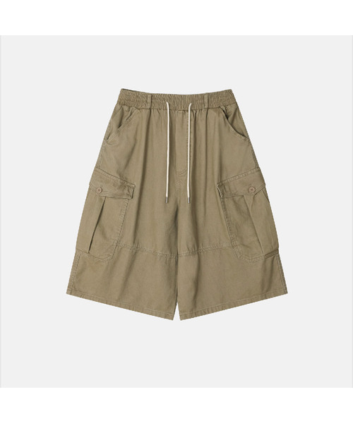 Washed Seam Cargo Bermuda Pants