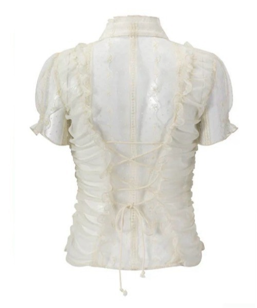 Cest Nous(セヌー)の「【Cest Nous】Polka dot embroidered shirt / 【セヌー】シースルードットレース半袖チュールブラウス(シャツ/ブラウス・レディース・ホワイト・S/M)」の9枚目の写真