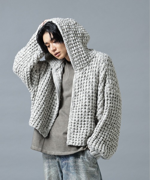 DANKE SCHON（ダンケシェーン）の「DankeSchon/ダンケシェーン/WAFFLE KNIT ZIP HOODIE（ニット/セーター・メンズ・ブラック/グレー/その他・M/L）」の3枚目の写真