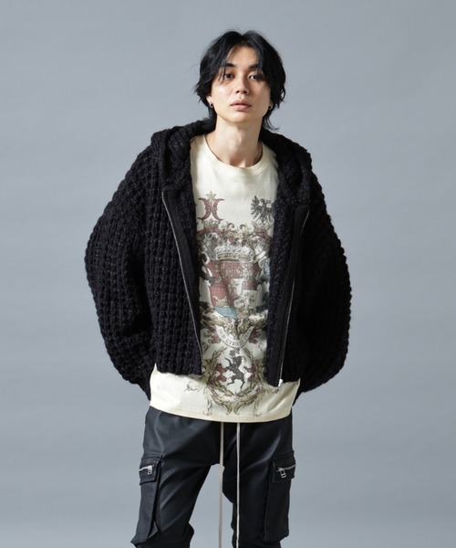 DANKE SCHON（ダンケシェーン）の「DankeSchon/ダンケシェーン/WAFFLE KNIT ZIP HOODIE（ニット/セーター・メンズ・ブラック/グレー/その他・M/L）」の4枚目の写真