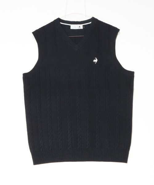 le coq sportif GOLF（ルコックスポルティフゴルフ）の「ルコックゴルフ　ケーブル編セーターベスト（ベスト・メンズ・ブラック/ネイビー/ベージュ・XL/M/XXL/L）」の3枚目の写真