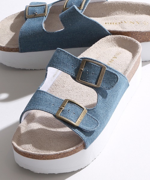 WEGO（ウィゴー）の「WEGO/ダブルベルトサンダル（サンダル・レディース・ピンク/シルバー/ホワイト/ブラック/インディゴブルー・MEDIUM/LARGE）」の3枚目の写真