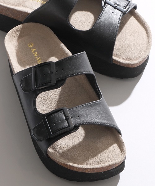 WEGO（ウィゴー）の「WEGO/ダブルベルトサンダル（サンダル・レディース・ピンク/シルバー/ホワイト/ブラック/インディゴブルー・MEDIUM/LARGE）」の2枚目の写真