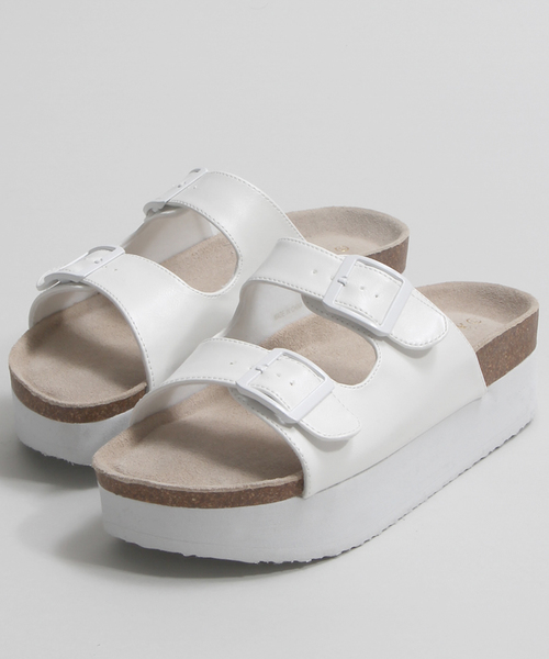 WEGO（ウィゴー）の「WEGO/ダブルベルトサンダル（サンダル・レディース・ピンク/シルバー/ホワイト/ブラック/インディゴブルー・MEDIUM/LARGE）」の6枚目の写真