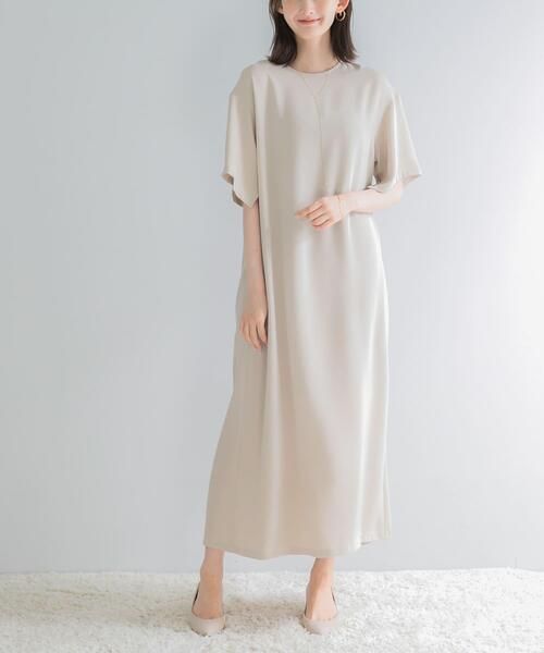 URBAN RESEARCH ROSSO WOMEN(アーバンリサーチ ロッソ)の「ツイルサテンバックファスナーワンピース(ワンピース・レディース・ネイビー/ミント・FREE)」の11枚目の写真
