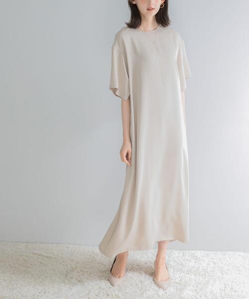 URBAN RESEARCH ROSSO WOMEN(アーバンリサーチ ロッソ)の「ツイルサテンバックファスナーワンピース(ワンピース・レディース・ネイビー/ミント・FREE)」の12枚目の写真