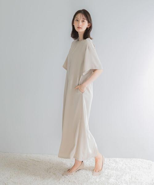 URBAN RESEARCH ROSSO WOMEN(アーバンリサーチ ロッソ)の「ツイルサテンバックファスナーワンピース(ワンピース・レディース・ネイビー/ミント・FREE)」の13枚目の写真